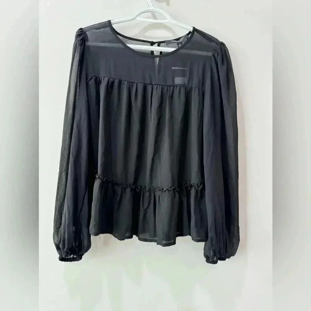 Marc New York Long Sleeve Ruffle Hem Blouse - Size M